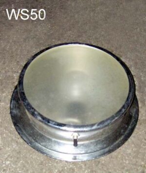 WS50-Qty-7.  Surface mount chrome with frosted glass and switch. 9.5″D x 3″deep,  Regular light bulb