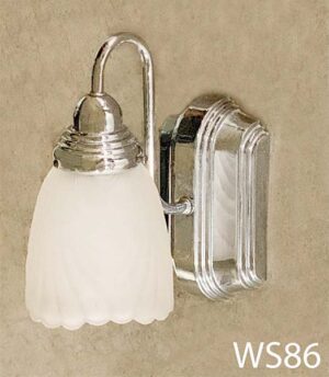 WS86-Qty-2. Chrome Art Deco wall sconce with frosted glass. 9"H