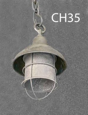 CH35- Qty-9. Brown china hat 11” D 14” H c/w cage and cord