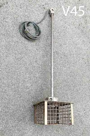 V45-Qty-17.  Metal cage 10” x 10” total length 46” c/w hook and cord