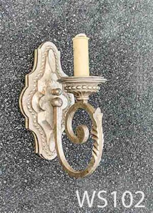 WS102-Qty-4.  Pewter single wall sconce 12” H candelabra base- Vintage