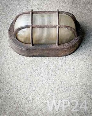 WP24 - Qty-7.  Aged brown marine light 8 ½” x 5” c/w cord