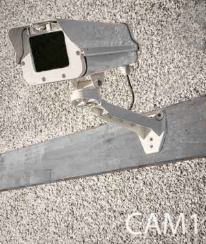 CAM1-Qty-12.  White camera 16”L x 5 ½”W x 4”H c/w wire and adjustable wall bracket