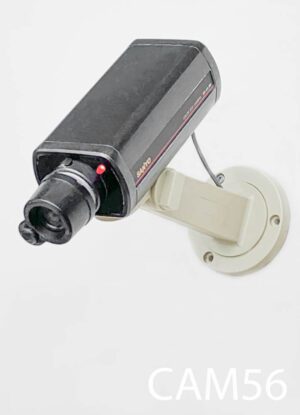CAM56 - Qty- 2.  Grey camera on Ivory adjustable wall bracket with red Led light. 7”L x 3”W x 2”H