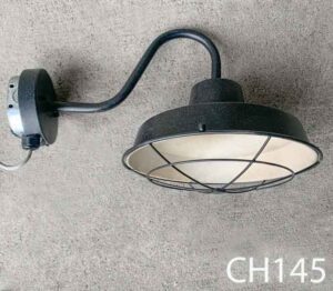 CH145- Qty-20. Black 10" china hat on gooseneck out 17" total c/w box and cord. 7 cages available.