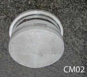 CM02-Qty-1.  White base with vintage glass 9"D x 5"H