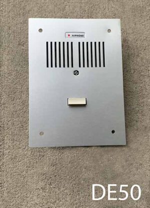 DE50-Qty-1 grey intercom 8 ¾”H x 6 ¼” W with black button