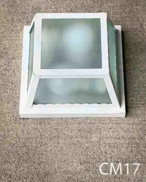 CM17-Qty-2. White ceiling flush mount with frosted glass and 2 medium base sockets, 9 1/4" X 9 1/4"