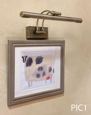 PIC1- Qty-3. Bronze  16"W adjustable picture light with tungsten 24 volt Leds, diffuser and cord.