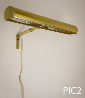 PIC2- Qty-3. Brass  16"W adjustable picture light with 2 candelabra base sockets and cord.