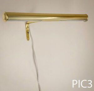 PIC3- Qty-2. Brass 15"W  adjustable picture light with 2 candelabra sockets and cord.