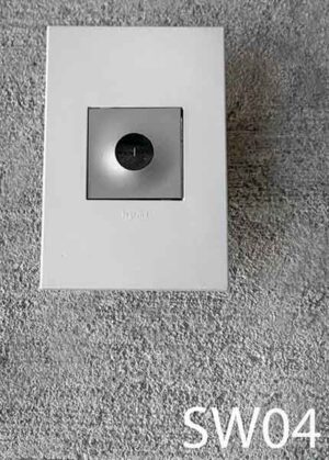 SW04-Qty-1. Grey single dimmer switch with light grey wall plate.