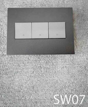 SW07-Qty-2. Triple grey switches with dark grey plate.