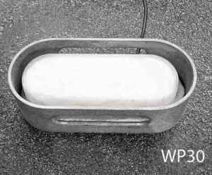 WP30- Qty-12. Aluminium and glass wall or ceiling light with medium base socket and cord. 9″ x 4″