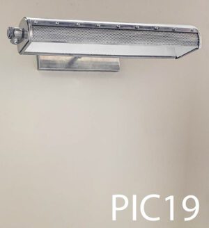 PIC19-Qty-2. Metal adjustable picture light with two medium base sockets and cord. 18" long and 8" out from wall.