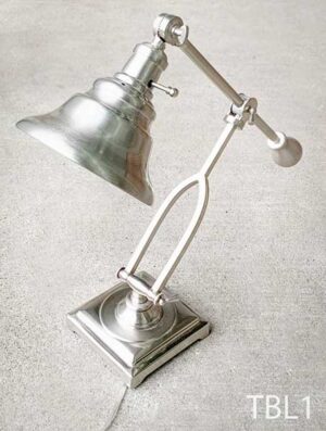 TBL1-Qty-1. Nickel table lamp c/w adjustments, switch and cord. 24"H