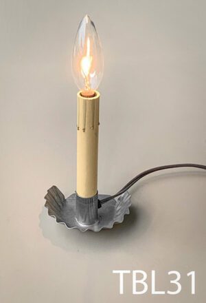 TBL31-Qty-16. Metal base holder for candelabra bulb with brown cord and switch 6"H without bulb