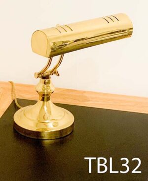 TBL32-Qty-3. Brass adjustable desk lamp with cord. Uses medium base tube lamp. 9.5"W x 14"H