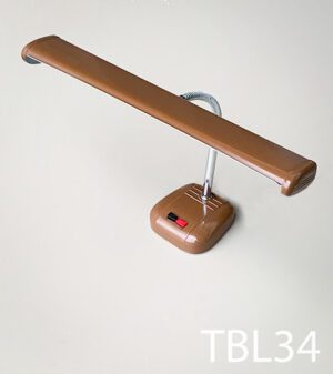 TBL34-Qty-5. Brown vintage desk lamp with on/off switch, adjustable neck, tungsten 24 volt Leds and cord. 18"W x 15"H