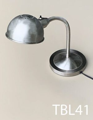 TBL41-Qty-5. Metal vintage goose neck desk lamp with switch and cord. Medium base socket. 18"H