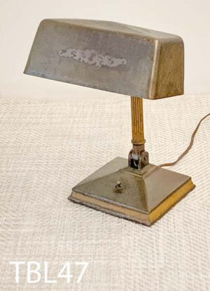 TBL47-Qty-1. Bronze vintage adjustable metal desk lamp with switch and cord. 8 1/2"W x 12"H medium base socket