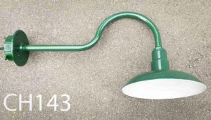 CH143-Qty- 14.  12in D green china hat on 24in gooseneck c/w cord