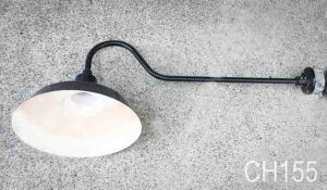 CH155-Qty-1.  Black 16″ china hat on 3′ gooseneck c/w cord.