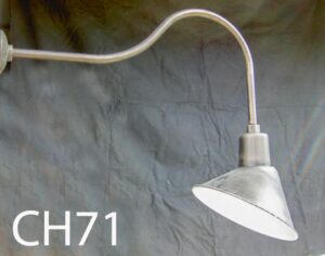 CH71 - Qty-1. 12in D bronze china hat on 28in gooseneck c/w wp box and cord