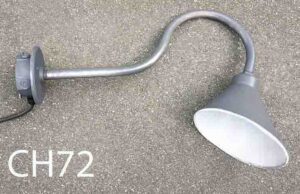 CH72-Qty- 1.  10in D grey china hat on 24in gooseneck c/w wp box and cord