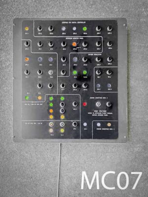 MC07-Qty-1. Grey and black panel with buttons and coloured lights c/w cord. 12 volt DC. 20" H x 18" W.