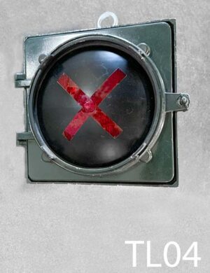 TL04-Qty-1. Traffic light red cross 11" x 11" c/w cord and hanging hook.