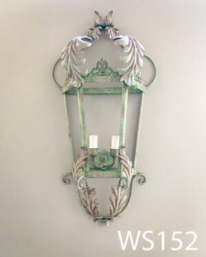 WS152-Qty-4. Coloured wall sconce with leaves and two candelabra lights. 30" H x 12" W.