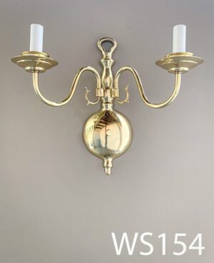 WS154-Qty-2. Brass wall sconce with two candelabra lights, 12" H x 12" W
