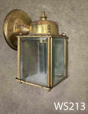 WS213-Qty-2. Brass aged carriage light,  7″H x 5″W,  medium base bulb