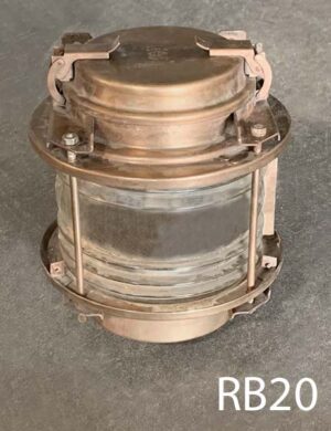 RB20-Qty-1. Copper and glass ship nautical light 12"H x 11"W c/w cord.