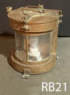 RB21-Qty-1. Copper and brass nautical light with medium base lamp holder and cord.