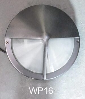 WP16-Qty-15.  Dark grey marine light with glass and cord. 10″ D with medium base socket