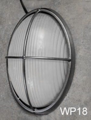 WP18-Qty-12.  Dark grey metal marine light,  12 1/2″ x 8″ c/w cord,  medium base regular bulb