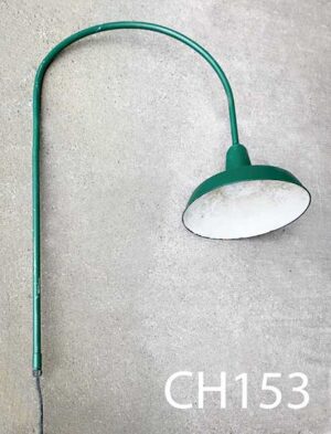 CH153- Qty-12. Green bishops hook with 16" china hat- cages available, c/w cord. 50"H x 28" out