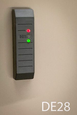 DE28- Qty-3. Grey FOB entry with red and green led switched separately, 12 V DC. 6" x 1 3/4"