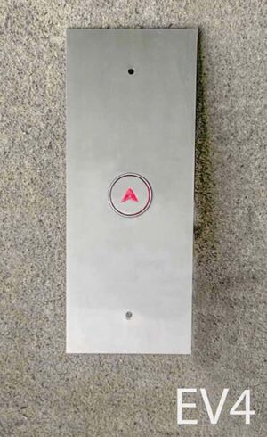 EV4-Qty-3. Stainless elevator single call button for bottom or top floor. 24 volt. two sizes, one at 10.5" x 4.5", and two at 10" x 4".