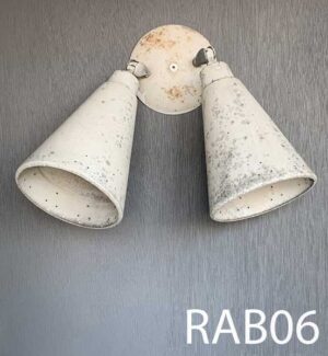 RAB06-Qty-1. Light beige vintage double head sconce. 10"