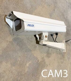 CAM3 - Qty-5.   White Camera  25”L x 7”W x 5”H c/w wire and adjustable wall bracket and has optional bracket for pipe mounting