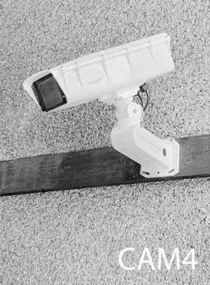 CAM4-Qty-4. White camera 21”L x 7 ½”W x 5”H c/w wire and adjustable wall bracket