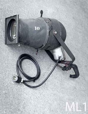 ML1-Qty-1. Black working vintage movie light. Adjustable, with clamp and cord.