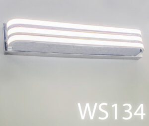 WS134-Qty-1. Stainless base with three rows of curved retro white front with 24V hybrid Leds inside. 24" x 4 1/2"