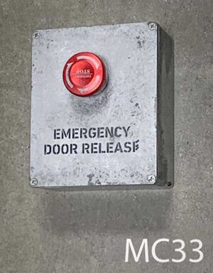 MC33-Qty-1. Grey box with red button. 4.75" x 5.75"