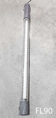 FL90-Qty-8. Grey 4' fluorescent with acrylic tube, T12 cool white lamp. Cord on one end and plug outlet on other for continuous row use. Led package available.