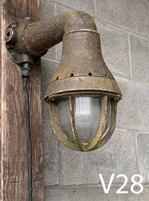 V28- Qty-1. Industrial metal aged incandescent light c/w cord.