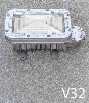 V32- Qty-1. Grey metal industrial light with 24 volt hybrid Leds.